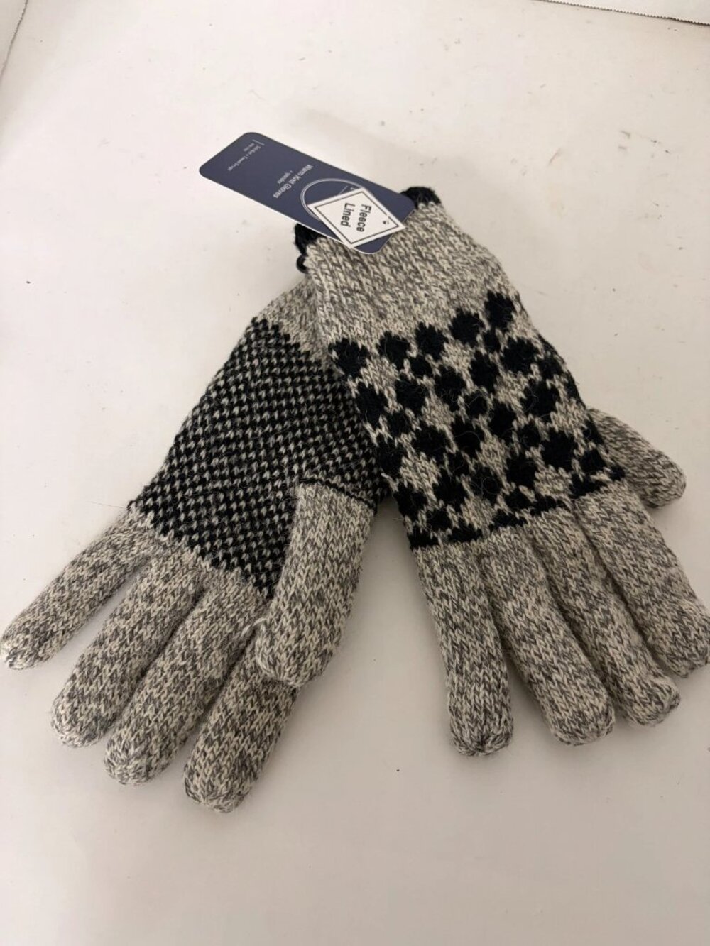 Warm Knit Gloves Spandex Connex Gear Fleece Lined Adult Gray Black One Size NEW